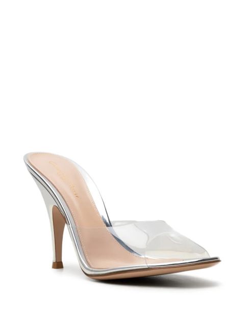 Gianvito Rossi Sofia metallic transparent-strap mules - White - zdjęcie produktu nr 2