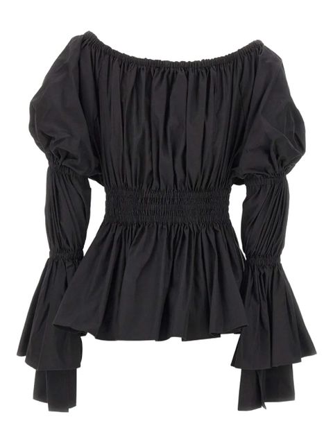 Blumarine puffed-sleeve elasticated-waist blouse - Black