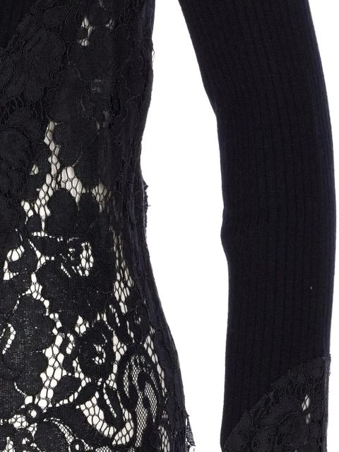 PINKO lace-insert ribbed sweater - Black