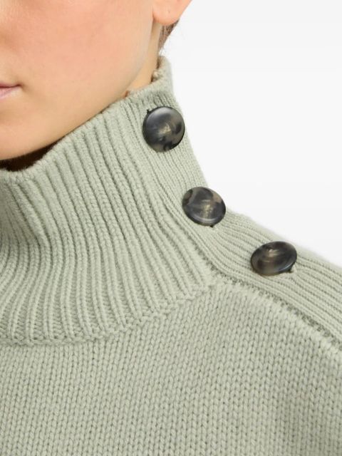 Yves Salomon high-neck button-detail sweater - Green