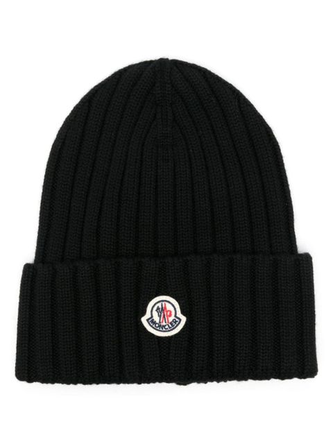 Moncler logo-patch beanie - Black - zdjęcie produktu nr 1