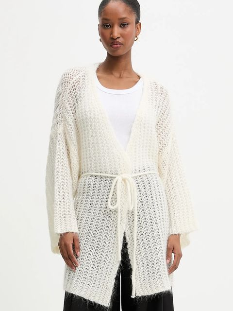 Answear.LAB kardigan z dodatkiem wełny damski kolor beżowy lekki - zdjęcie produktu nr 2