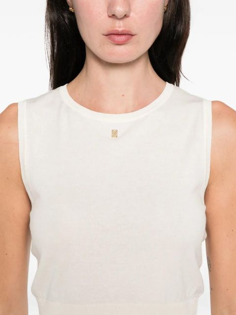 SANDRO round-neck logo-plaque tank top - Neutrals