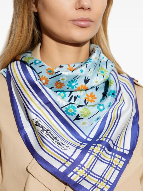 Lanvin floral-print striped scarf - Blue