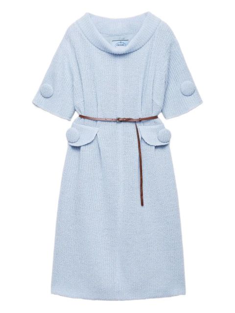 Prada mouliné wool knit midi dress - Blue - zdjęcie produktu nr 1