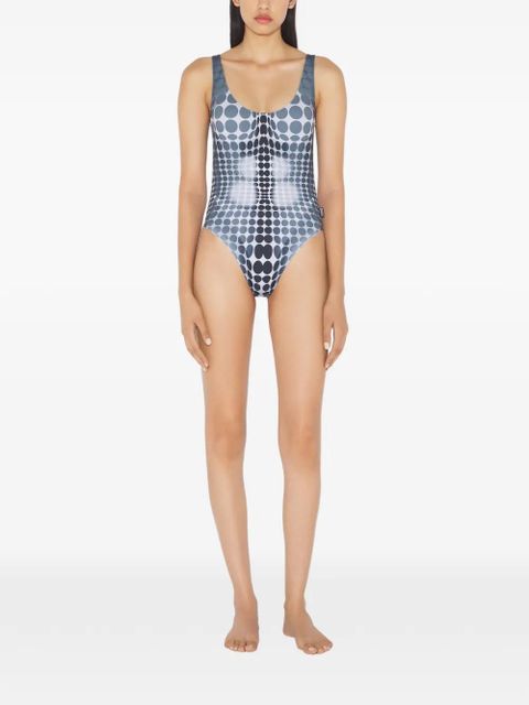 Jean Paul Gaultier printed-dots swimsuit - Grey
