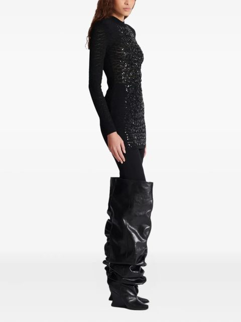 Balmain sequin-embellished knit mini dress - Black