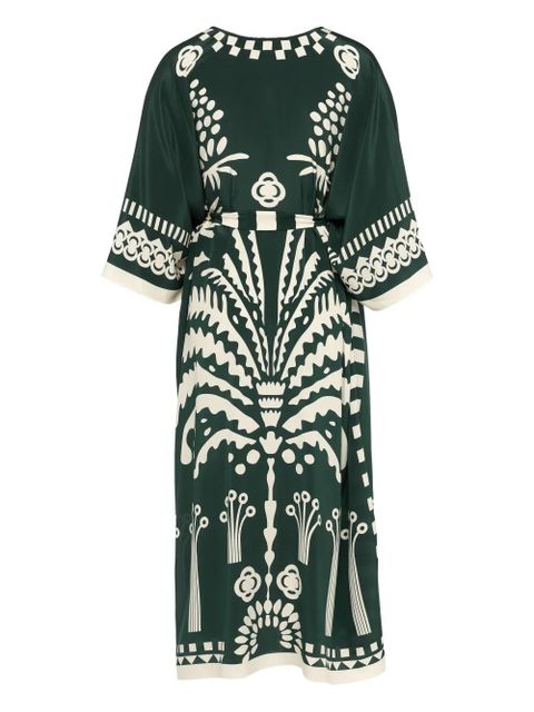 ERES Holi V-neck printed kaftan - Green