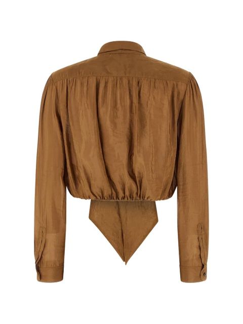 Saint Laurent tie-neck cropped blouse - Brown - zdjęcie produktu nr 2