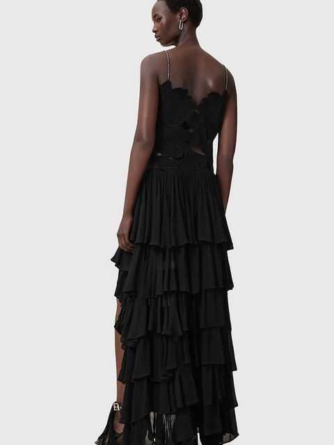 AllSaints spódnica CAVARLY kolor czarny maxi rozkloszowana W072RC