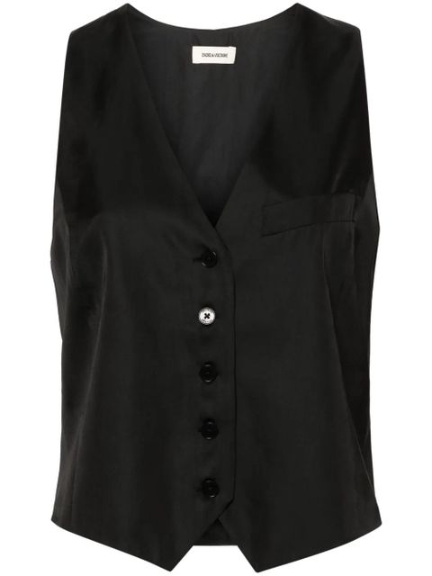 Zadig&Voltaire Emaux satin waistcoat-style top - Black - zdjęcie produktu nr 1