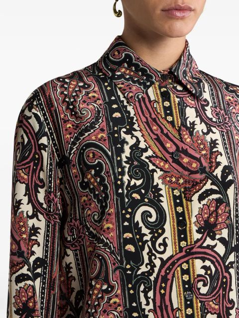 ETRO leafy paisley-motif silk shirt - Red