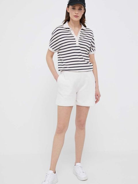 Tommy Hilfiger szorty damskie kolor biały gładkie high waist WW0WW38348