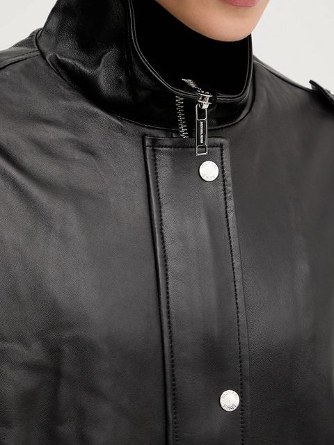 MICHAEL Michael Kors kurtka skórzana kolor czarny przejściowa MF520IXFAF