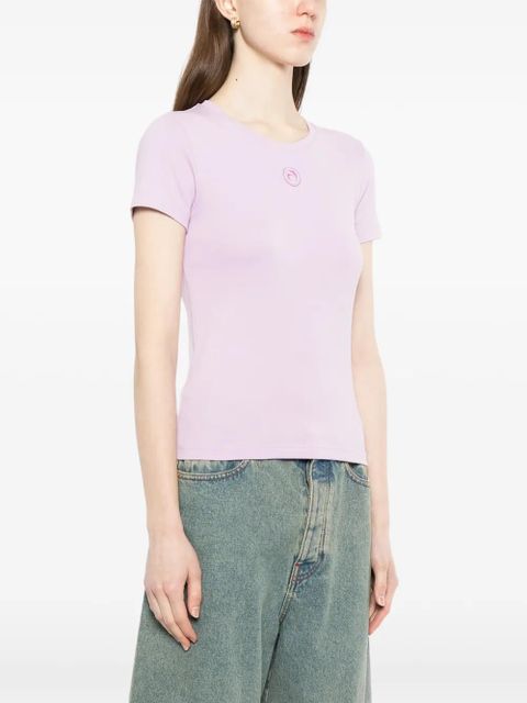 Marine Serre logo-embroidered crew neck T-shirt - Purple