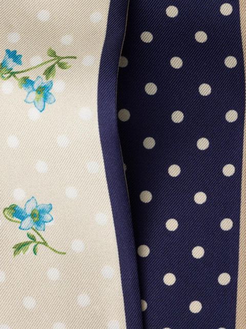 Prada printed silk twill skinny scarf - Neutrals