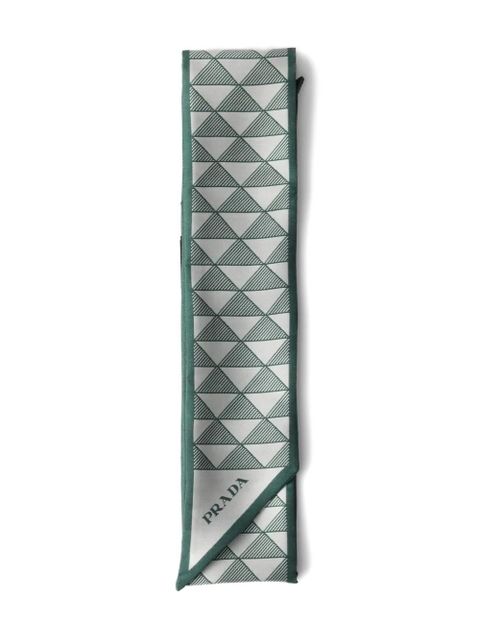 Prada Symbole-pattern silk scarf - Green
