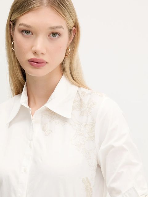 Desigual koszula BROIDFLO damska kolor biały regular z kołnierzykiem klasycznym 25WWCW13