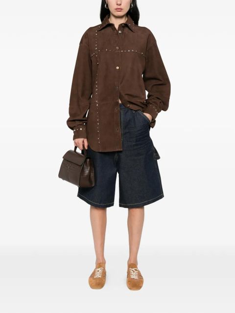 Moschino stud-embellishment suede shirt - Brown - zdjęcie produktu nr 2