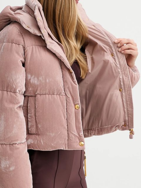 Elisabetta Franchi kurtka welurowa kolor różowy zimowa PI82D56E2