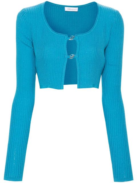 Blumarine cropped ribbed-knit cardigan - Blue - zdjęcie produktu nr 1
