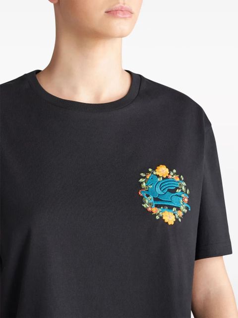 ETRO Pegaso-embroidered cotton T-shirt - Black