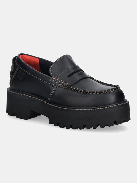 Tommy Hilfiger mokasyny skórzane ARCHIVE 01 LOAFER LEATHER damskie kolor czarny na platformie EN0EN03005 - zdjęcie produktu nr 1