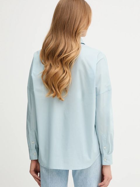 United Colors of Benetton koszula damska kolor niebieski relaxed z kołnierzykiem klasycznym 54KXDQ0CB