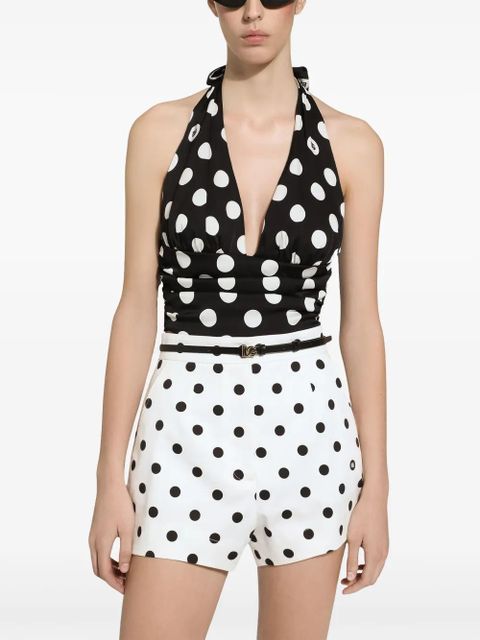Dolce & Gabbana polka dot-print high-waisted shorts - White