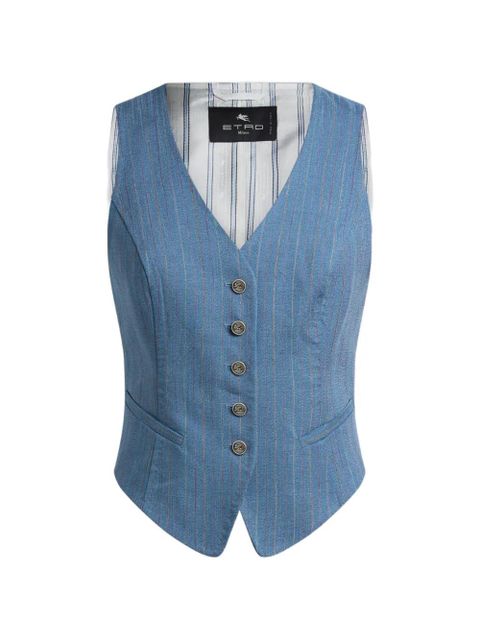ETRO striped pegaso buttons waistcoat - Blue - zdjęcie produktu nr 1