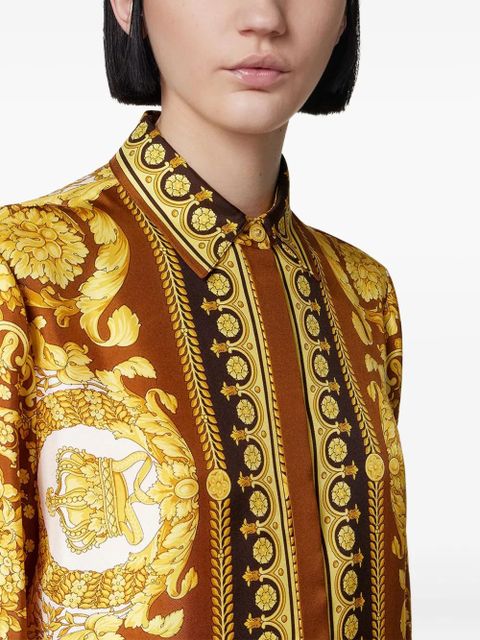 Versace Barocco-print button-up shirt - Yellow