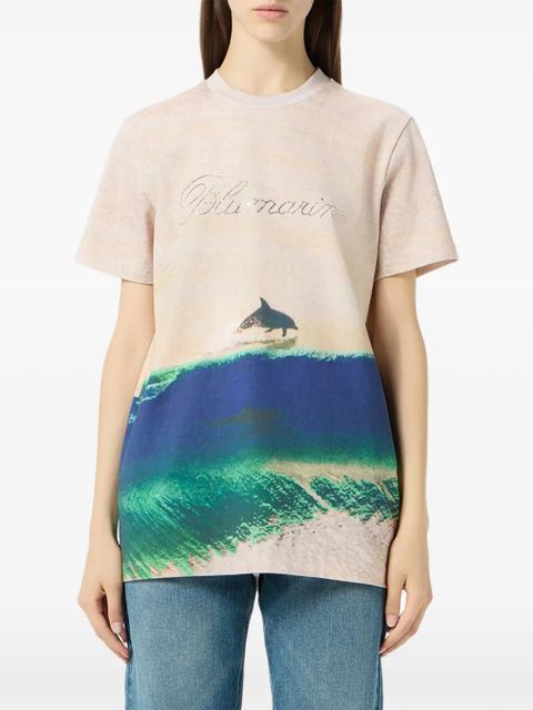 Blumarine print embroidered T-shirt - Neutrals