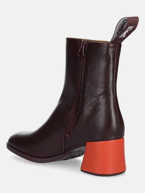 Camper botki skórzane TWS damskie kolor bordowy na słupku K400798-006