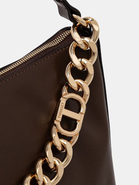 Twinset torebka skórzana kolor brązowy 252TB7161