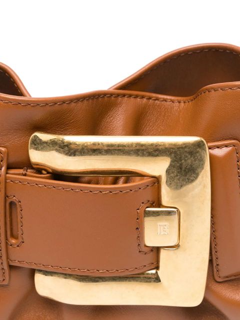 Balmain buckle-chain leather tote bag - Brown