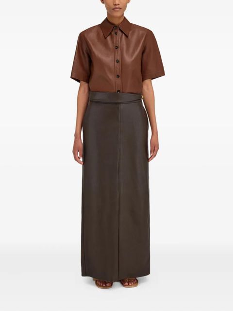 Ferragamo leather slit maxi skirt - Brown