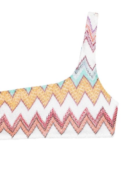 Missoni zigzag-knit one-shoulder bikini - White