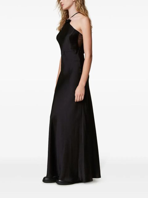 TWINSET halterneck satin dress - Black