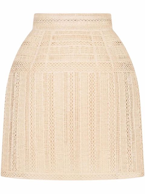 Dolce & Gabbana embroidered raffia miniskirt - Neutrals - zdjęcie produktu nr 1