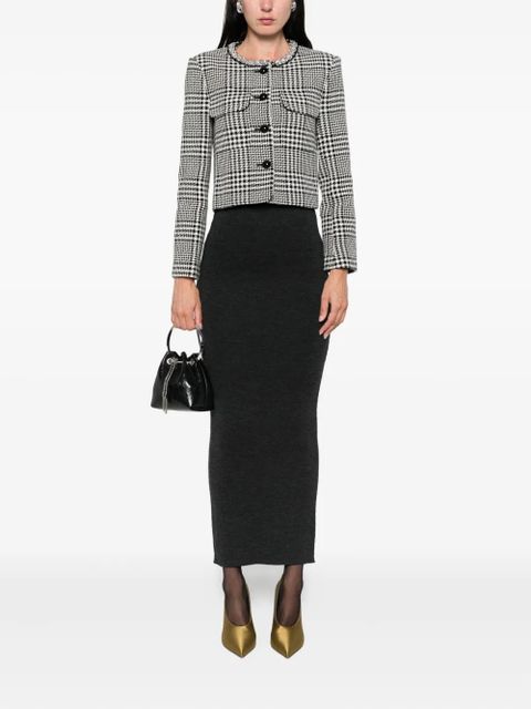 Self-Portrait embellished-collar houndstooth jacket - Black - zdjęcie produktu nr 2