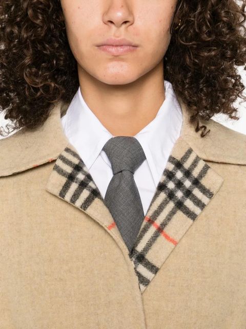 Burberry check-lined belted coat - Neutrals