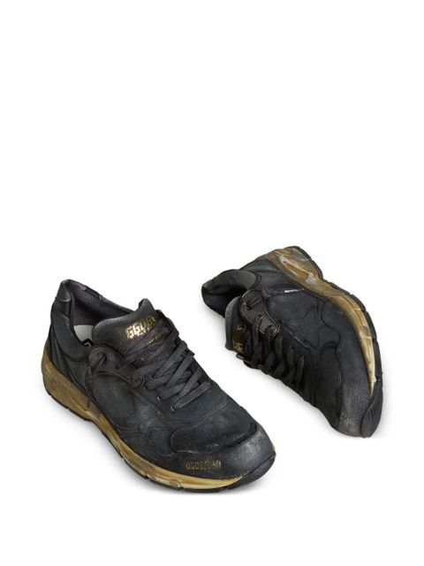 Golden Goose Dad-Star in black naplak and crackle leather