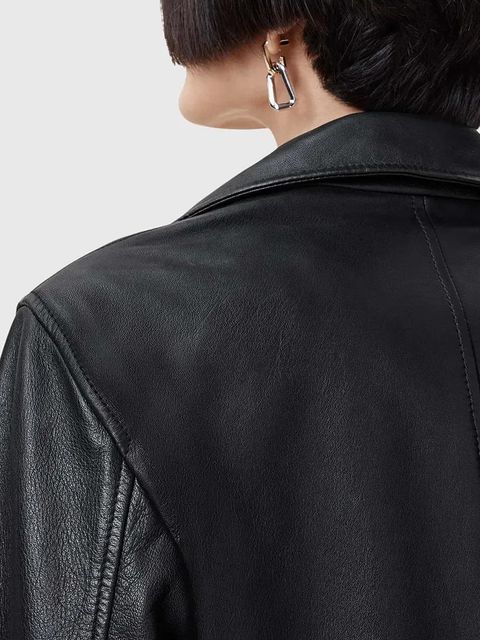 AllSaints marynarka skórzana CORINNA kolor czarny jednorzędowa W037LC