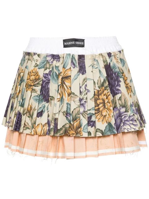 Marine Serre Upcycled pleated mini skirt - Neutrals - zdjęcie produktu nr 1