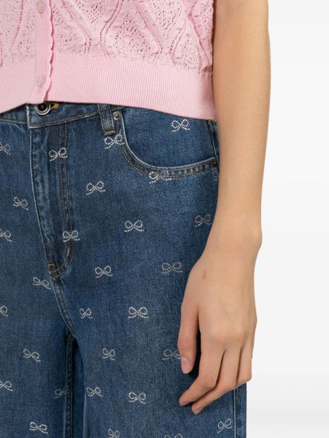 Self-Portrait ribbon-embellished jeans - Blue