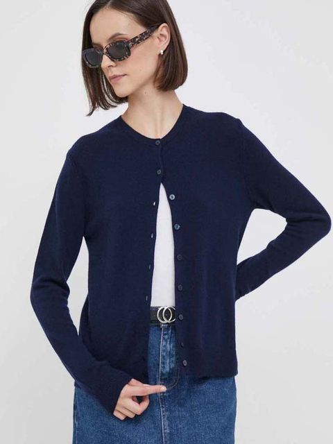 United Colors of Benetton kardigan wełniany kolor granatowy lekki - zdjęcie produktu nr 2