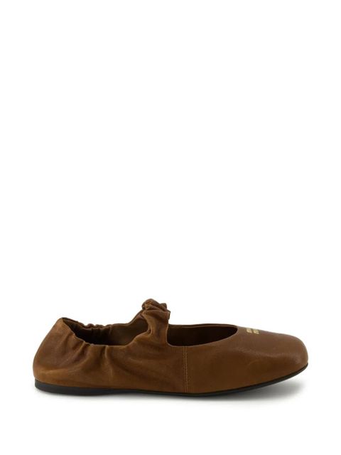 Miu Miu ruched leather ballet flats - Brown - zdjęcie produktu nr 2