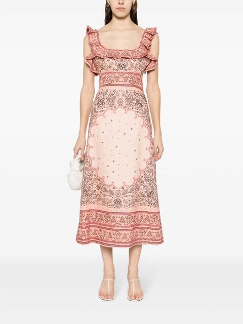 ZIMMERMANN Matchmaker Frilled midi dress - Pink