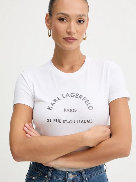 Karl Lagerfeld t-shirt bawełniany damski kolor biały B1W17033