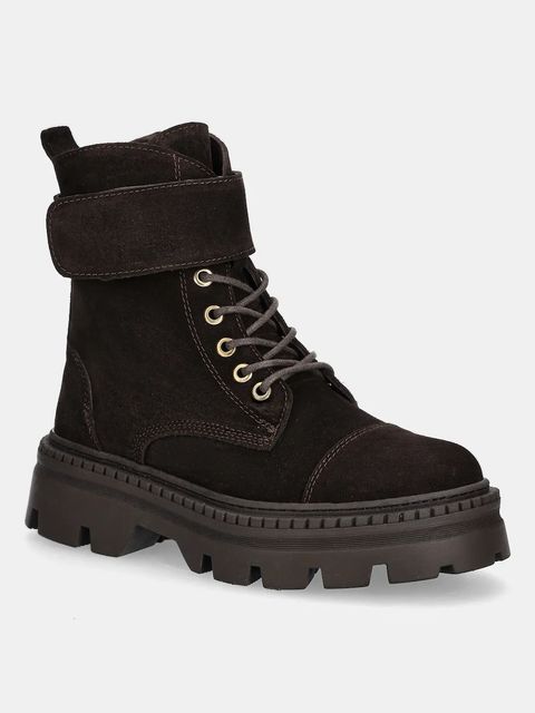 Answear.LAB workery zamszowe kolor brązowy na platformie lekko ocieplone